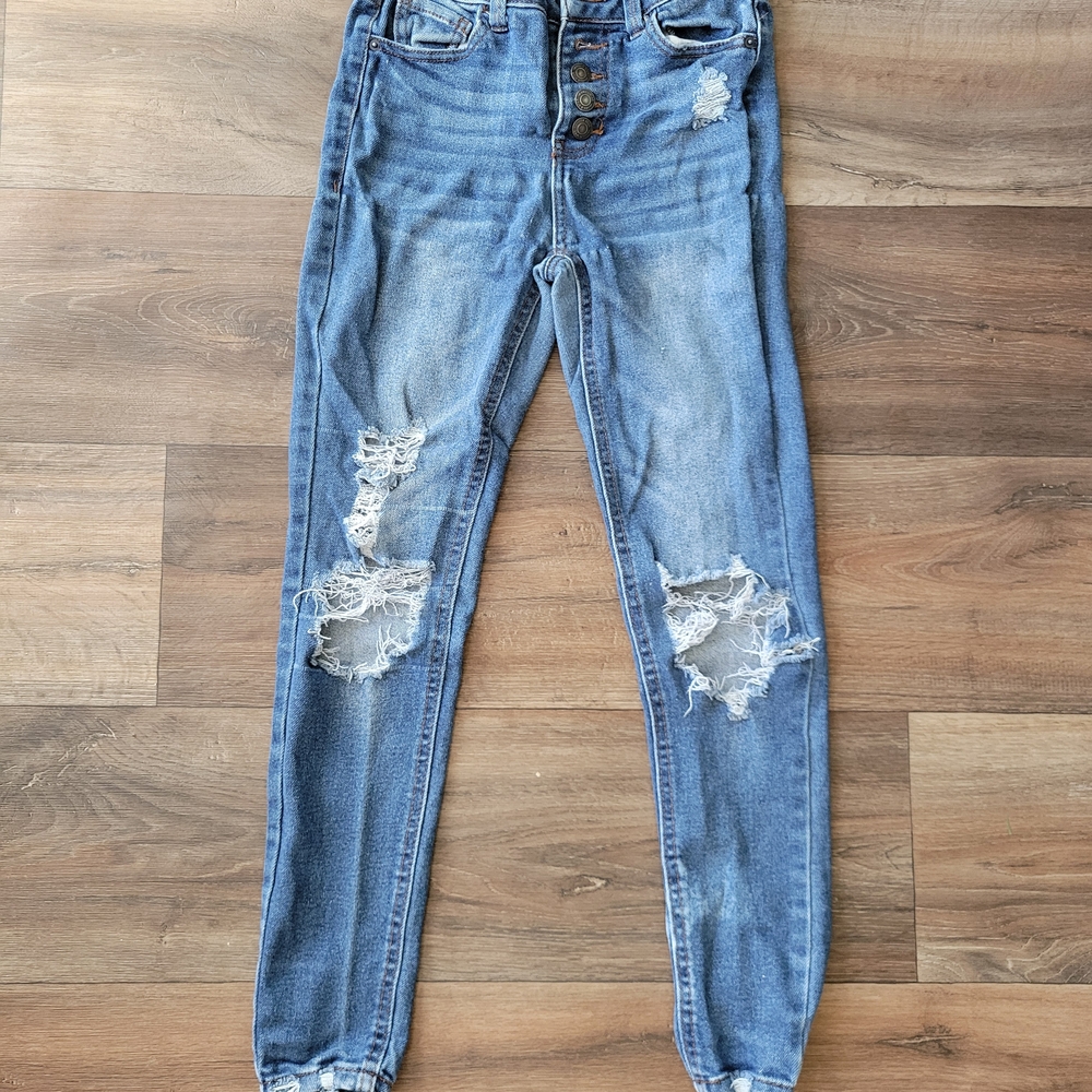 Vanilla Star Women's Distressed Skinny Jeans - Blue